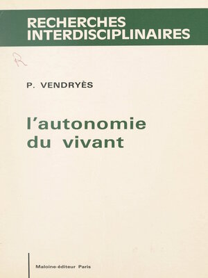 cover image of L'autonomie du vivant